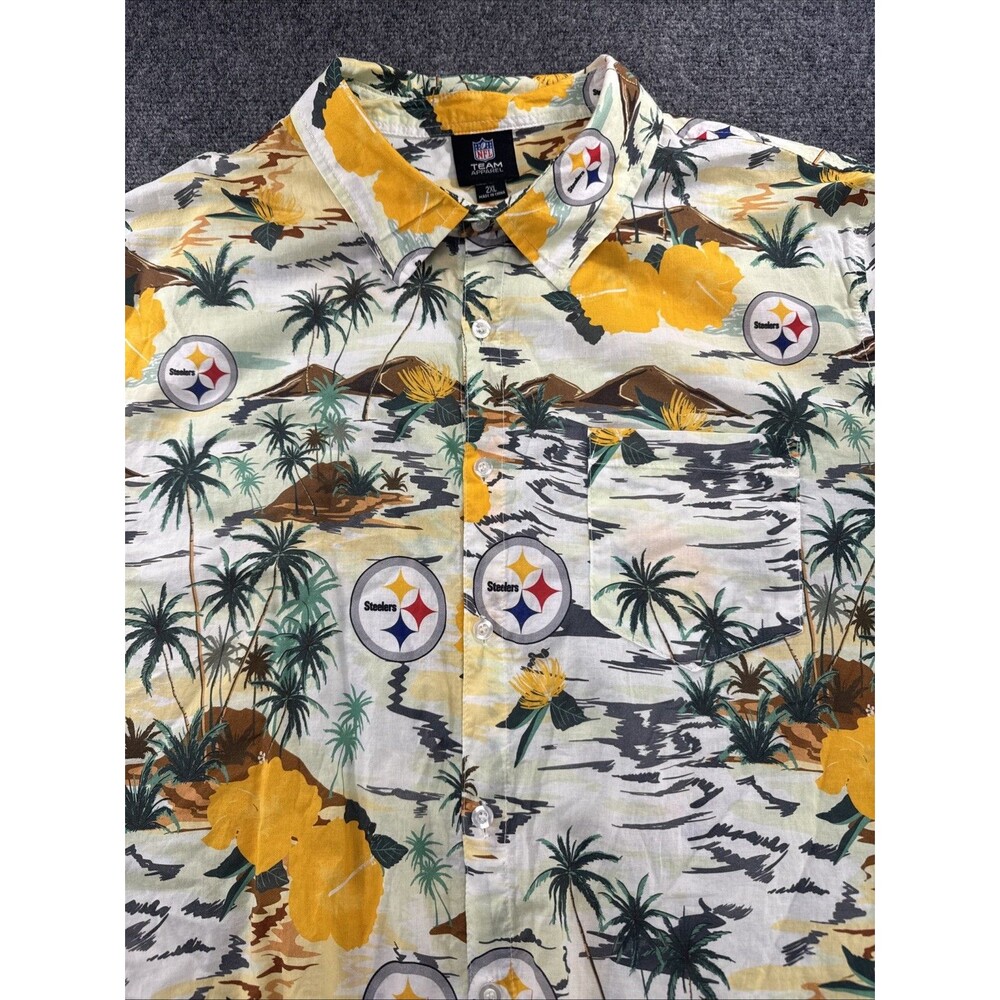 Pittsburgh Steelers Hawaiian Shirt Men 2XL Cotton Tropical NFL Button Up